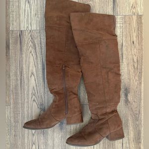 Over-the-knee suede boots in 6.5